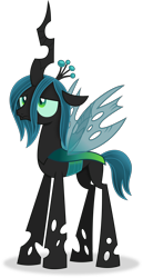 Size: 4097x7932 | Tagged: safe, artist:anime-equestria, imported from derpibooru, queen chrysalis, changeling, changeling queen, alternate hairstyle, female, horn, simple background, solo, transparent background, vector, wings