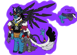 Size: 1414x1000 | Tagged: safe, artist:zetikoopa, imported from derpibooru, ahuizotl, grogar, king sombra, lord tirek, pony of shadows, storm king, oc, oc:alastor, centaur, taur, my little pony: the movie, fusion, fusion:ahuizotl, fusion:grogar, fusion:king sombra, fusion:lord tirek, fusion:pony of shadows, fusion:storm king, male, non-canon, spread wings, tail, tail hand, wings