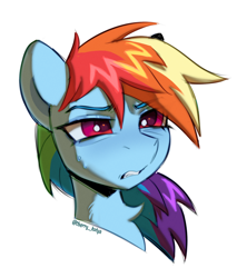 Size: 1748x2049 | Tagged: safe, artist:kotya, imported from derpibooru, rainbow dash, pony, bust, portrait, simple background, solo, white background