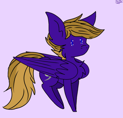 Size: 2048x1967 | Tagged: safe, artist:bunfoxx20studios, imported from derpibooru, oc, oc:wing front, pegasus, brown mane, brown tail, chest fluff, cute, folded wings, male, pegasus oc, purple fur, sparkly eyes, tail, wingding eyes, wings