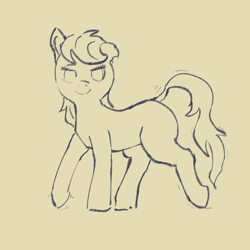 Size: 2000x2000 | Tagged: safe, artist:rapt, imported from derpibooru, oc, oc only, pony, female, monochrome, raised tail, smiling, sultry pose, tail