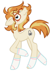 Size: 2881x4000 | Tagged: safe, artist:wtfponytime, imported from derpibooru, earth pony, pony, clothes, freckles, ginger locks, glasses, lanky, male, nerd, nerd glasses, nudity, partial nudity, show accurate, simple background, socks, socks only, solo, stallion, torn clothes, torn socks, transparent background