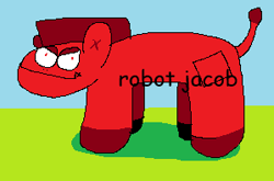 Size: 299x197 | Tagged: safe, imported from derpibooru, oc, oc:jacob, pony, robot, robot pony, red eyes, red fur, red mane