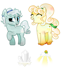 Size: 1546x1839 | Tagged: safe, artist:wtfponytime, imported from derpibooru, oc, oc only, oc:gaudrey, oc:quartz trot, crystal pony, pony, cloven hooves, colt, crystal pony oc, cutie mark, female, filly, foal, freckles, hairband, male, ponytail, tail, tail band, unshorn fetlocks