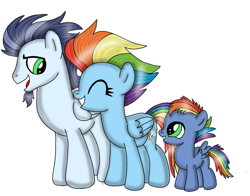 Size: 917x720 | Tagged: safe, artist:dasher666, imported from derpibooru, rainbow dash, soarin', oc, oc:spectrum, pegasus, the last problem, colt, female, foal, male, mare, offspring, older, older rainbow dash, older soarin', older soarindash, parent:rainbow dash, parent:soarin', parents:soarindash, ship:soarindash, shipping, stallion, straight