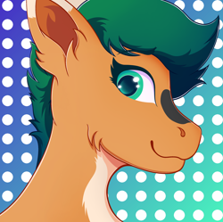 Size: 2512x2505 | Tagged: safe, artist:autumnsfur, imported from derpibooru, oc, oc only, oc:skyena, earth pony, pony, bust, earth pony oc, female, green eyes, green hair, green mane, looking at someone, mare, markings, orange fur, pony oc, short hair, short mane, side view, simple background, smiling