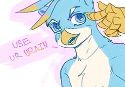 Size: 2480x1737 | Tagged: safe, artist:wrypony, imported from derpibooru, gallus, griffon, claws, g4, male, simple background, solo, speech bubble, talking, text, white background