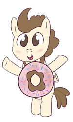 Size: 600x1000 | Tagged: safe, artist:wanda, imported from derpibooru, pound cake, pegasus, pony, clothes, colt, costume, foal, food, food costume, male, smiling, solo