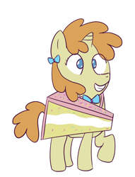 Size: 650x850 | Tagged: safe, artist:wanda, imported from derpibooru, pumpkin cake, pony, unicorn, clothes, costume, female, filly, foal, food, food costume, smiling, solo