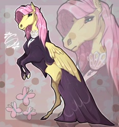 Size: 1769x1900 | Tagged: safe, artist:rosa_the_equine, imported from derpibooru, fluttershy, pegasus, pony, eyeshadow, fishnets, fluttergoth, hoers, makeup, rearing, solo, zoom layer