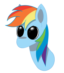 Size: 1378x1576 | Tagged: safe, artist:meqmewmew, derpibooru exclusive, imported from derpibooru, rainbow dash, pegasus, pony, floating head, simple background, simple shading, solo, white background, wingless