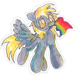 Size: 700x700 | Tagged: safe, artist:larvaecandy, imported from derpibooru, derpy hooves, pegasus, pony, gay pride flag, pride, pride flag, rainbow flag, simple background, solo, transparent background