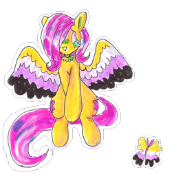 Size: 1100x1100 | Tagged: safe, artist:larvaecandy, imported from derpibooru, fluttershy, pegasus, pony, nonbinary, nonbinary pride flag, pride, pride flag, simple background, solo, transparent background