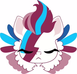 Size: 3365x3219 | Tagged: safe, artist:cutepencilcase, imported from derpibooru, zipp storm, pegasus, pony, aladdin sane, bust, colored wings, david bowie, eyes closed, face paint, g5, portrait, simple background, solo, spread wings, white background, wings