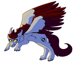 Size: 2000x1661 | Tagged: safe, artist:hiddenfaithy, imported from derpibooru, oc, oc only, oc:skyfire lumia, pegasus, were-pony, werewolf, angry, claws, colored wings, colored wingtips, ear fluff, fangs, halloween, holiday, large wings, pounce, simple background, spread wings, transparent background, wings