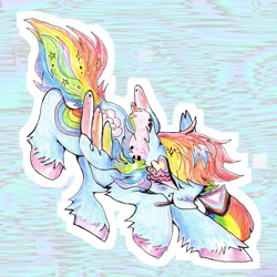 Size: 1280x1280 | Tagged: safe, artist:larvaecandy, imported from derpibooru, rainbow dash, pegasus, pony, pride flag, progress pride flag, solo, traditional art