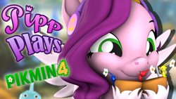 Size: 1920x1080 | Tagged: safe, artist:pika-robo, imported from derpibooru, pipp petals, pegasus, pikmin, pony, series:pipp plays, 3d, adorapipp, cute, fake thumbnail, female, g4, g5, g5 to g4, gamer pipp, gaming headset, generation leap, headset, let's play, mare, pikmin (series), pikmin 4, source filmmaker, spread wings, video game, wings, youtube thumbnail