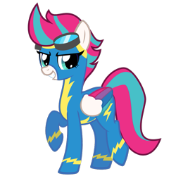 Size: 801x801 | Tagged: safe, alternate version, artist:the smiling pony, derpibooru exclusive, imported from derpibooru, zipp storm, pegasus, pony, .svg available, clothes, g4, g5, g5 to g4, generation leap, grin, looking at you, simple background, smiling, solo, transparent background, uniform, vector, wonderbolts uniform