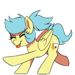Size: 530x532 | Tagged: safe, artist:thebatfang, oc, oc only, oc:matinee, pegasus, pony, animated, cute, dancing, do the sparkle, eyes closed, female, folded wings, gif, happy, image, jumping, kicking, mare, mare fair, ocbetes, pegasus oc, ponytail, silly, simple background, snowpity inc., solo, the club can't even handle me right now, tongue out, transparent background, wings