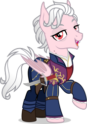 Size: 3169x4500 | Tagged: safe, artist:limedazzle, imported from derpibooru, bat pony, pony, astarion, baldur's gate, clothes, knife, male, ponified, simple background, solo, stallion, transparent background