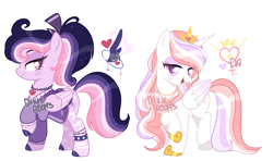 Size: 3164x1876 | Tagged: safe, artist:dixieadopts, imported from derpibooru, oc, oc:dream love, oc:love star, alicorn, pegasus, pony, clothes, female, magical lesbian spawn, mare, offspring, parent:princess cadance, parent:rainbow dash, parent:shining armor, parents:cadash, parents:shiningcadance, simple background, transparent background