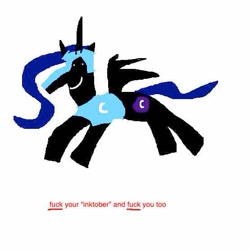 Size: 555x555 | Tagged: safe, imported from derpibooru, nightmare moon, princess luna, alicorn, pony, angry, halloween, holiday, i dont fucking care anymore, inktober, ms paint, nightmare night, op is mad at the world, solo, vulgar, you don't know the context as to why i'm doing this