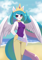 Size: 2150x3024 | Tagged: safe, artist:howxu, princess celestia, anthro