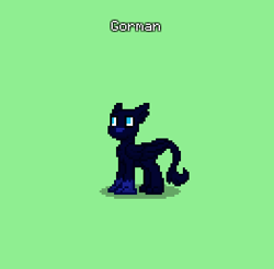 Size: 394x387 | Tagged: safe, imported from derpibooru, oc, oc only, oc:gorman, griffon, pony, pony town, blue fur, blue tail, blue wings, green background, griffon oc, male, non-pony oc, simple background, tail, wings