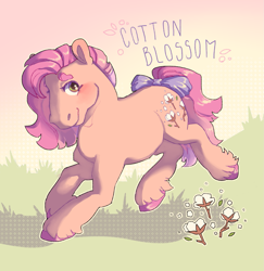 Size: 1567x1612 | Tagged: safe, artist:poniesart, imported from derpibooru, oc, oc:cotton blossom, earth pony, pony, bow, fusion, fusion:cotton candy (g1), fusion:posey, solo, tail, tail bow