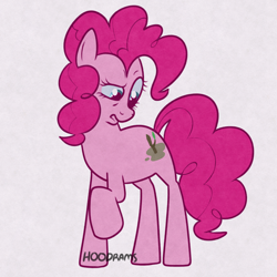 Size: 4096x4096 | Tagged: safe, artist:hoodrams, imported from derpibooru, pinkie pie, earth pony, pony, confused, cutie mark swap, implied mudbriar, simple background, white background, wrong cutie mark