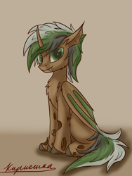 Size: 1536x2048 | Tagged: safe, artist:kirieshka, imported from derpibooru, oc, oc only, oc:kirieshka, bat pony, changeling, pony, changeling oc, green eyes, hair, male