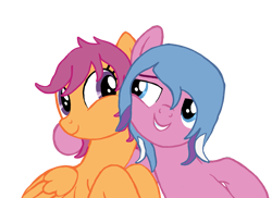 Size: 2155x1569 | Tagged: safe, artist:star-is-nonbinary, imported from derpibooru, scootaloo, scootaloo (g3), scooter sprite, earth pony, pegasus, pony, base used, duo, female, g3, g3 to g4, g4, generation leap, mare, mlp fim's thirteenth anniversary, simple background, transparent background
