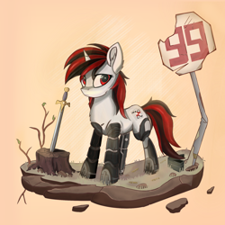 Size: 1800x1800 | Tagged: safe, artist:weiling, imported from derpibooru, oc, oc only, oc:blackjack, pony, unicorn, fallout equestria, fallout equestria: project horizons, fanfic art, solo, sword, weapon