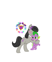 Size: 960x1152 | Tagged: safe, imported from derpibooru, octavia melody, spike, female, hug, male, shipping, simple background, spikelove, spiketavia, straight, transparent background