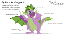 Size: 5570x3000 | Tagged: safe, artist:parrpitched, imported from derpibooru, spike, dragon, comic:the special talent initiative, concept art, feather, simple background, solo, white background, wings