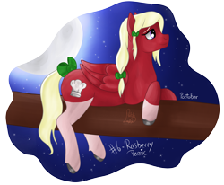 Size: 3606x2966 | Tagged: safe, alternate version, artist:loopina, imported from derpibooru, oc, oc only, oc:rasberry panic, pegasus, female, mare, moon, night, poctober, simple background, solo, transparent background, tree branch