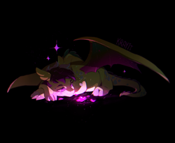 Size: 3870x3170 | Tagged: safe, artist:kraytt-05, imported from derpibooru, oc, oc:fervent flame, dracony, dragon, hybrid, pony, black background, crossed hooves, flower, high res, interspecies offspring, looking at something, lying down, offspring, parent:rarity, parent:spike, parents:sparity, prone, simple background, smiling, solo