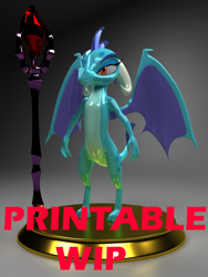 Size: 1500x2000 | Tagged: safe, artist:argos90, imported from derpibooru, princess ember, dragon, 3d, 3d model, base, bloodstone scepter, dragon lord ember, dragoness, female, printable