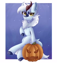 Size: 3000x3300 | Tagged: safe, artist:gaffy, imported from derpibooru, oc, oc only, kirin, commission, halloween, holiday, kirin oc, pumpkin, ych result