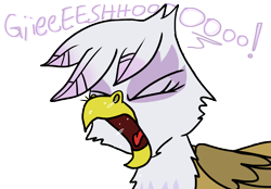 Size: 10032x6976 | Tagged: safe, artist:graymist, imported from derpibooru, gilda, griffon, absurd resolution, birb, chest fluff, eyelashes, eyes closed, feather, fluffy, loud, mucus, nostrils, open mouth, powerful, random, simple background, sneezing, solo, spit, spray, tongue out, transparent background