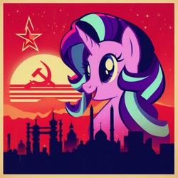 Size: 1024x1024 | Tagged: safe, imported from derpibooru, starlight glimmer, ai content, ai generated, communism, exploitable meme, meme