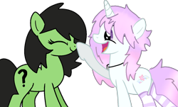 Size: 1323x801 | Tagged: safe, artist:letsloveallan, artist:richardinya, imported from derpibooru, oc, oc:filly anon, oc:starcloud, earth pony, pony, unicorn, base used, clothes, female, filly, hair, jewelry, necklace, pastel, socks, striped socks, tail, thigh highs, thigh socks