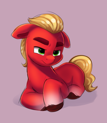 Size: 1119x1285 | Tagged: safe, artist:malarkey, imported from derpibooru, sprout cloverleaf, earth pony, pony, colored sketch, g5, grumpy, lying down, male, prone, simple background, sketch, solo, stallion