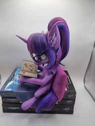 Size: 960x1280 | Tagged: safe, artist:chyvak, artist:draconis taaldis, imported from derpibooru, twilight sparkle, book, figure, figurine, irl, photo, sitting