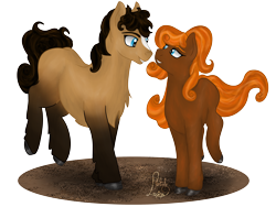 Size: 4000x3000 | Tagged: safe, alternate version, artist:loopina, imported from derpibooru, oc, oc only, oc:onyx, oc:tulipe, earth pony, duo, female, male, poctober, siblings, simple background, transparent background, twins