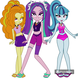 Size: 1600x1600 | Tagged: safe, artist:cutler1228, imported from derpibooru, adagio dazzle, aria blaze, sonata dusk, human, clothes, simple background, swimsuit, the dazzlings, transparent background