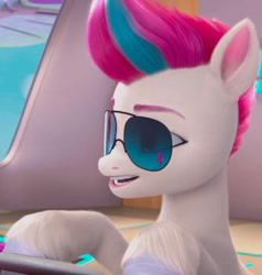 Size: 1273x1340 | Tagged: safe, imported from derpibooru, screencap, zipp storm, spoiler:g5, spoiler:my little pony: make your mark, spoiler:my little pony: make your mark chapter 5, spoiler:mymc05e05, aviator sunglasses, cropped, g5, mane smelody, my little pony: make your mark, my little pony: make your mark chapter 5, solo, sunglasses