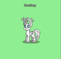 Size: 397x384 | Tagged: safe, imported from derpibooru, oc, oc:buckley, deer, deer pony, original species, peryton, pony, pony town, antlers, deer oc, folded wings, green background, male, non-pony oc, peryton oc, simple background, tail, tail feathers, white fur, wings