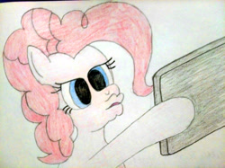 Size: 4032x3016 | Tagged: safe, artist:jakusi, pinkie pie, earth pony, pony, /pnk/, cellphone, duckface, female, mare, phone, pinktober, pose, selfie, smartphone, solo, traditional art