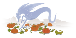 Size: 1670x837 | Tagged: safe, artist:hungaryart, imported from derpibooru, oc, oc only, oc:spindle, windigo, commission, female, fog, halloween, holiday, looking at you, open mouth, pumpkin, pumpkin patch, simple background, smiling, smiling at you, solo, transparent background, transparent flesh, windigo oc, ych result